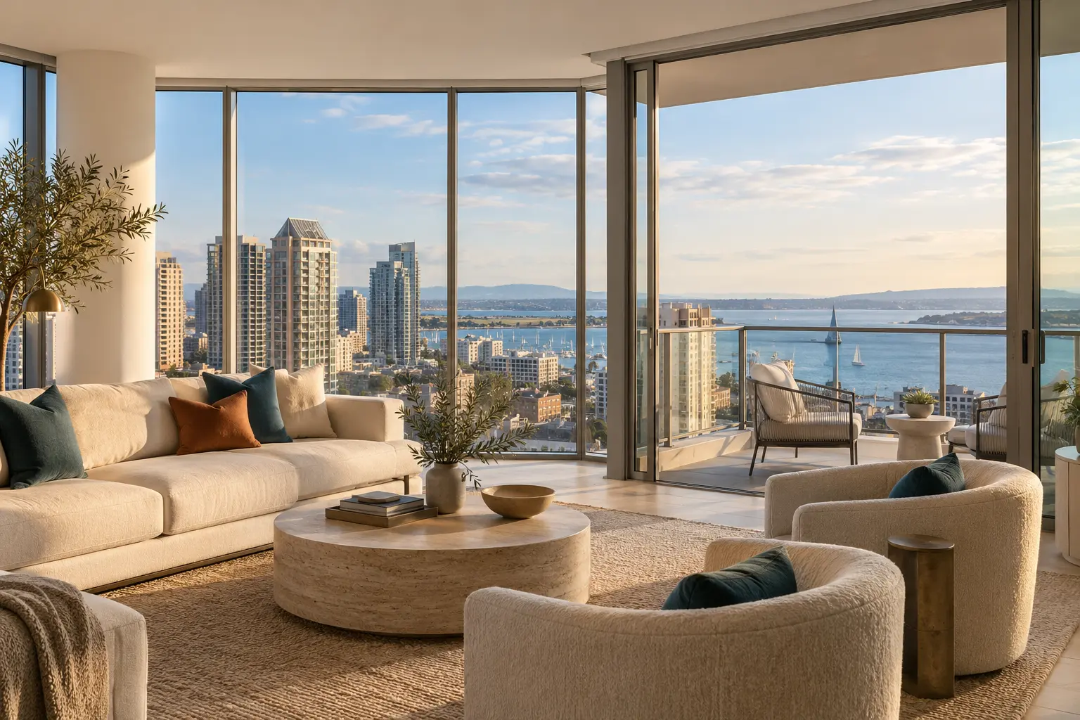 Modern San Diego condominium with city and bay views